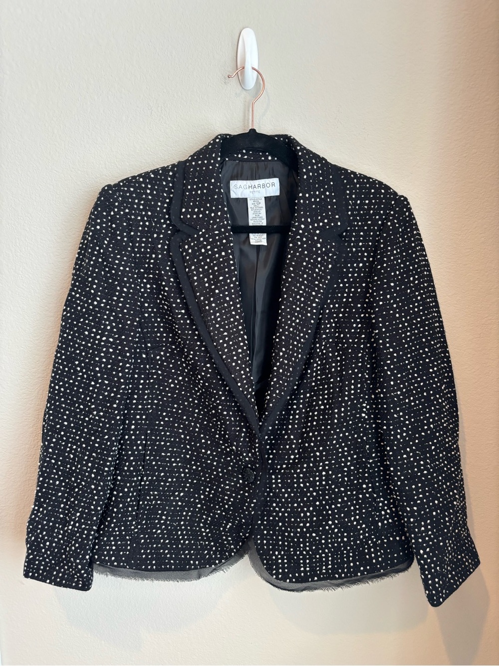 Sag Harbor Black and White Flecked Tweed Blazer